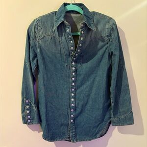 Western Denim Button-Up Shirt